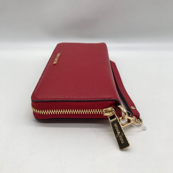 Michael Kors Red Pebbled Leather Jet Set Continental Wristlet - Picture 4 of 10